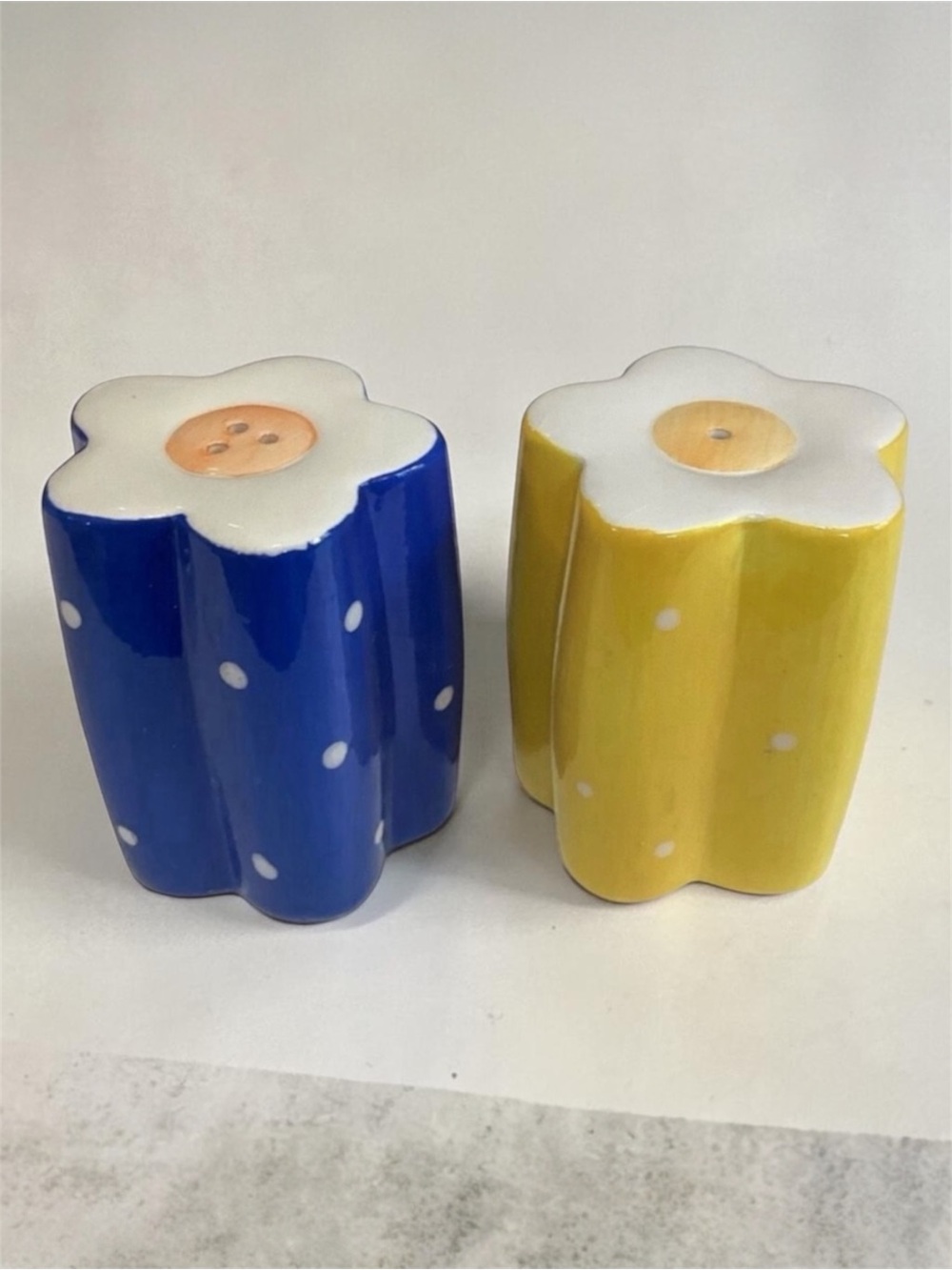 Vintage Polka Dot Flower Salt and Pepper Shakers